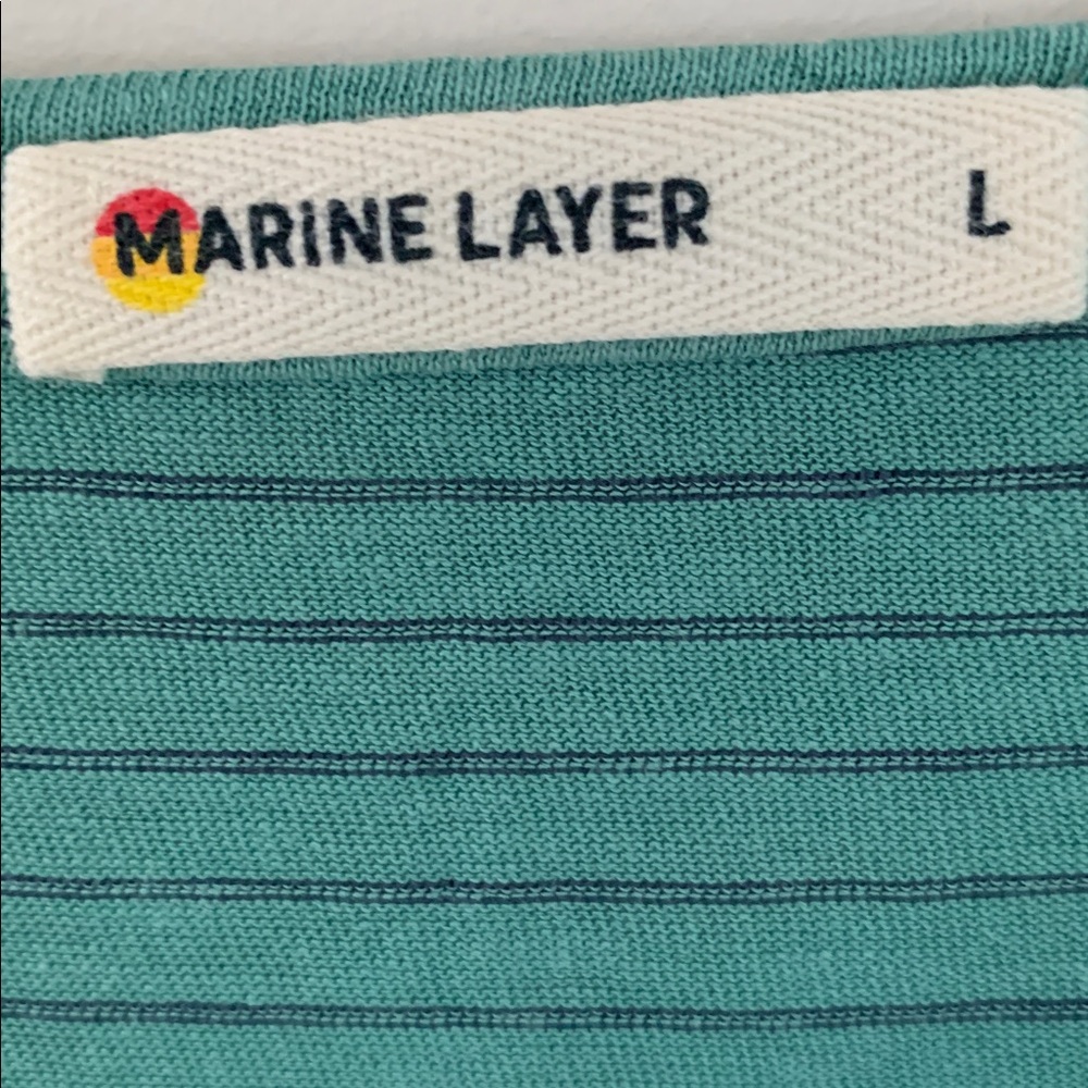 Marine Layer Men’s Hemp Blend Striped Pocket Tee Shirt Size Large Green - Picture 6 of 11